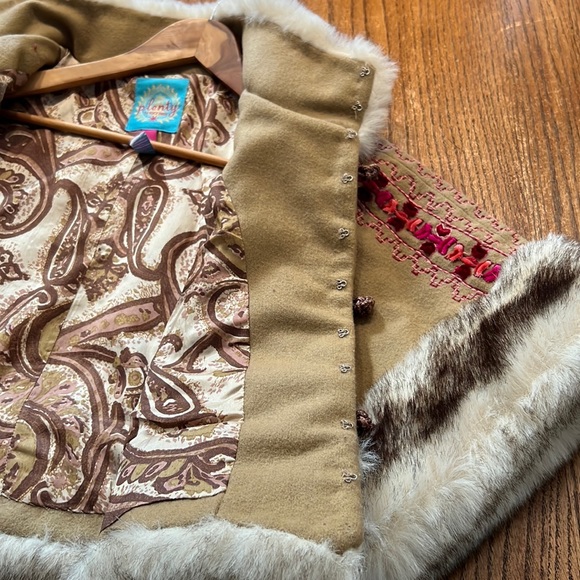 Anthropologie Plenty By Tracy Reese Embroidered Wool With Faux Fur S - Picture 7 of 11